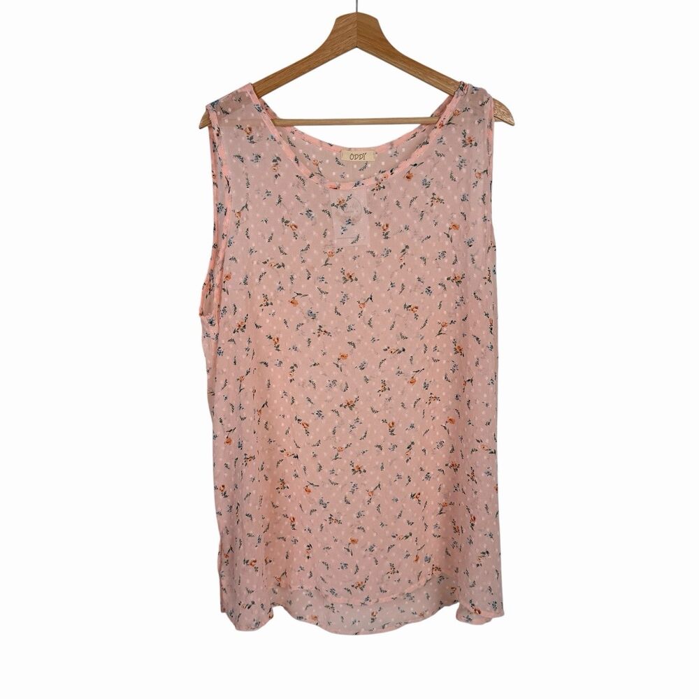 Oddi Floral Sleeveless Sheer Tunic 3X Cottagecore Coquette Summer Garden Boho
